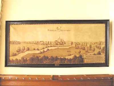 Bild vergrößern: Auf der Grundlage des Stiches von Merian (1654) über Walsrode wurde dieses Bild für das damalige Ratszimmer gemalt.